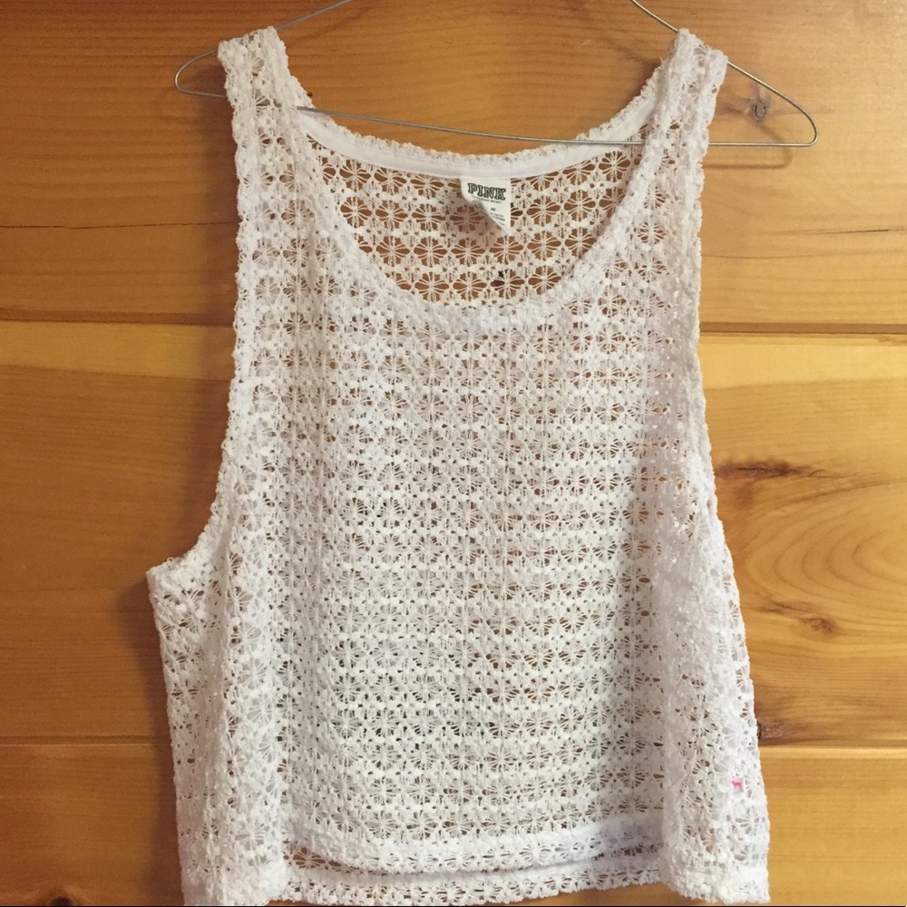 [PINK Victoria’s Secret] white lace swim top cover